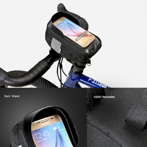 Fahrrad Tasche Rahmentasche Wasserdicht Fahrradtasche Lenkertasche Handyhalterung Handyhalter Handytasche Oberrohrtasche mit Kopfhörerloch Reflektierend für Smartphone unter 6,5 Zoll